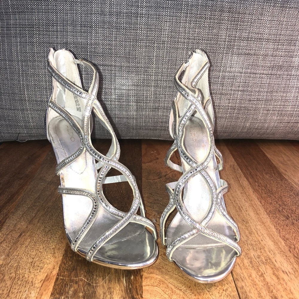 Aldo Sparkly Heeled Sandals - Zip Back- 8.5